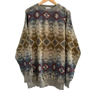 Grandpa Sweater Men’s Large Cosby 90s Coogi Style Hip Hop Eclectic Knit Cotton